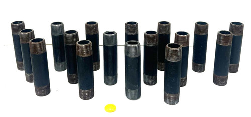 PIPE NIPPLES 3/4" x 4" BLACK STEEL MNPT THREAD COUNT 14 LOT OF 17