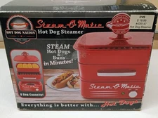Steam-O-Matic American Classic Red Hot Dog & Bun Steamer Electric W/Box & Papers