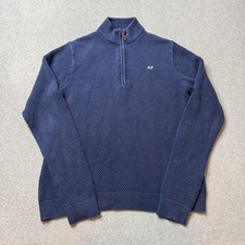 Vineyard Vines Sweater Boys XL 18 Blue Cotton Knit Preppy Whale 1/4 Zip Adult