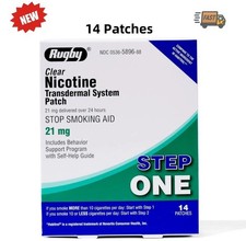 14 Patches Rugby Clear Nicotine 21mg Transdermal System Patch Step 1 07/2027