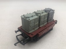 Triang Hornby R340 OO Gauge BR 14T Conflat L Wagon B734259 + 3 Containers VGC