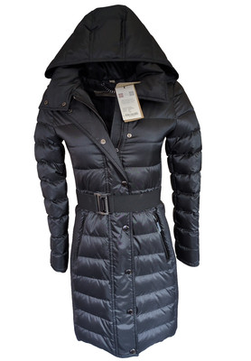 Burberry Puffer Coat XXS UK 2 USA 0 Jacke Schwarz Daunen Kapuze Abbeydale