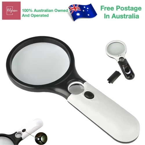 Handheld Magnifier Reading Magnifying Glass Jeweller Loupe With 3 Led Light 45X