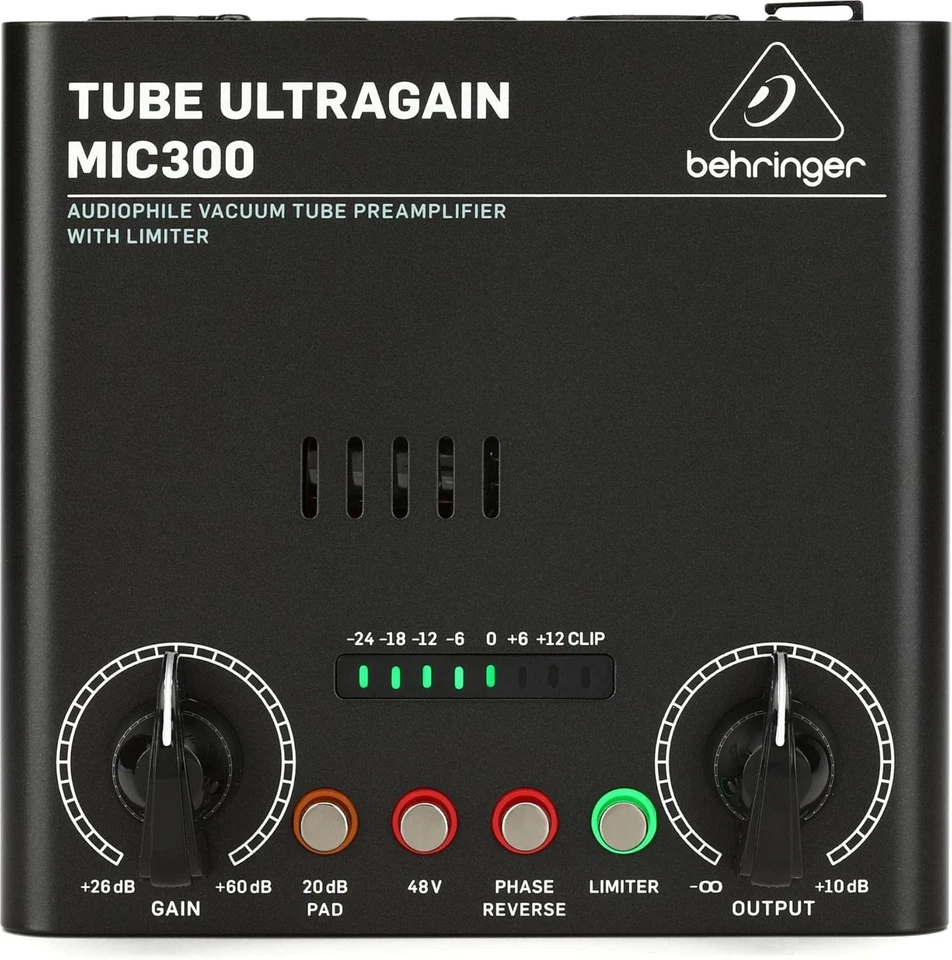 Behringer ULTRAGAIN MIC300 Vacuum Tube Preamplifier with Limiter Mic/Instrument - Image 2 of 2