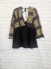 ASOS Curve Granny Square Crochet Top Flare Bell Sleeve mini dress v-neck Size 18