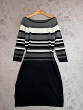 Lauren Ralph Lauren Striped Knit Midi Dress Black Grey White – Size S