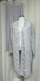 Set di pantaloni lounge da 1 P Silver Silver Cardigan Metallic Sweater 2 pezzi Sz 10 12