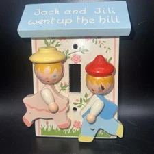 Vintage 1970s Origmials By IRMI Jack & Jill Nursery Light Switch Plate Wood...