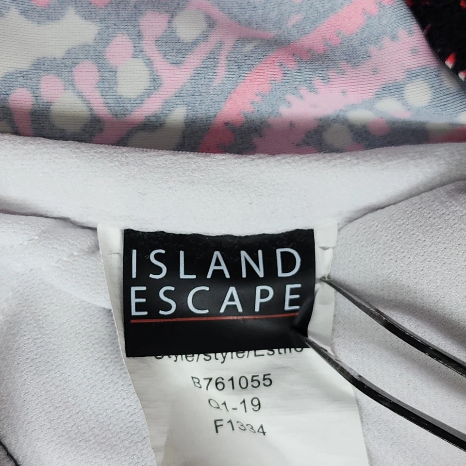 Island Escape Tankini Size 10 Pink Paisley Boho Tiered Ruffled Bandini Swim Top - Image 3 of 4