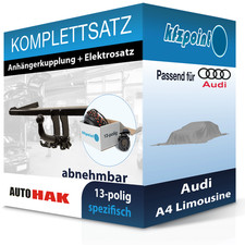 AUTO HAK Anhängekupplung abnehmbar und E-Satz 13polig für Audi A4 Limousine 94-