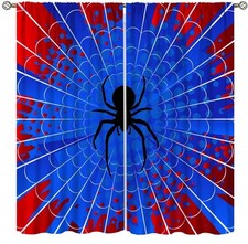 DDCBNS Superhero Spider Web Curtains,Blue 21"W x 44"L Pack of 2 , Spider-8