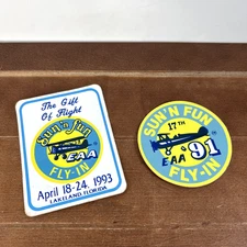 1993 Sun ’n Fun Fly-In Lakeland Florida Vintage Stickers (2) Plane Rally