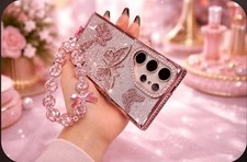 “Luxury Sparkle Diamond Pink Phone Case – Stylish, Shiny & Elegant Protection”.