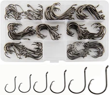 Saltwater Circle Fishing Hooks 2X Strong Offset High Carbon Steel Catfish