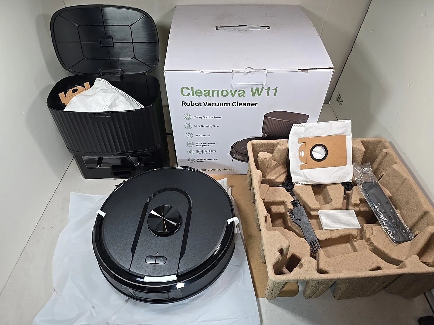W11 Robot Vacuum and Mop Self-Emptying LiDAR Navigation Home Mapping Large OB