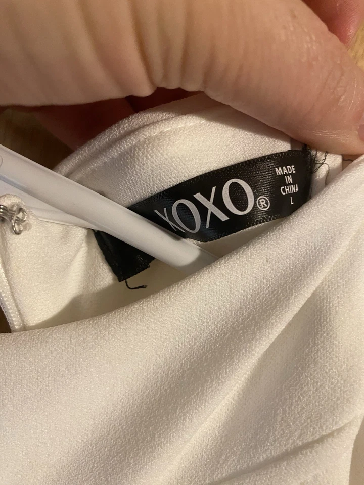 Mono para mujer blanco/negro XOXO sin mangas sin forro plateado herrajes talla L Foto 2 de 3