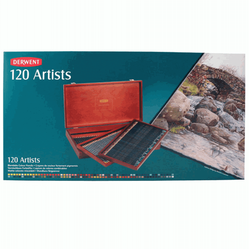 Derwent Artists Pencils 120 Colour Wooden Box - Picture 2 of 2