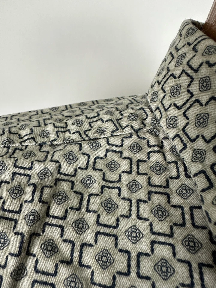 VTG 80s 90s Geometric Print Shirt Men L Slim Long Sleeve Button Down Trader Bay - Image 2 of 4