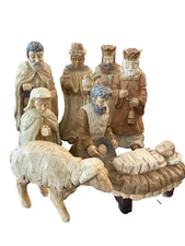 Autom Christmas 8-pc Nativity Figurines Hand Painted Resin Manger scene Catholic