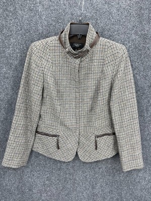 Talbots Jacket Womens 12P Brown Gray 