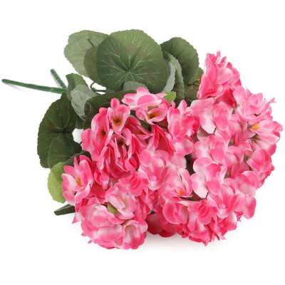 1/2/3Pcs Artificial Red Geranium Bush Faux Flowers Geraniums Silk Flower Decor