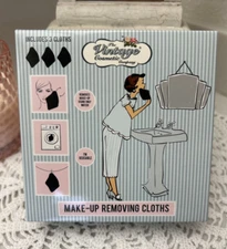 THE VINTAGE COSMETIC COMPANY Makeup Removing Cloth Trio in Navy New in Box