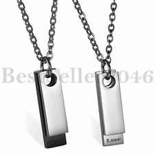 Mens Womens Stainless Steel  Polished Double Dog Tag Pendant Chain Necklace 22"