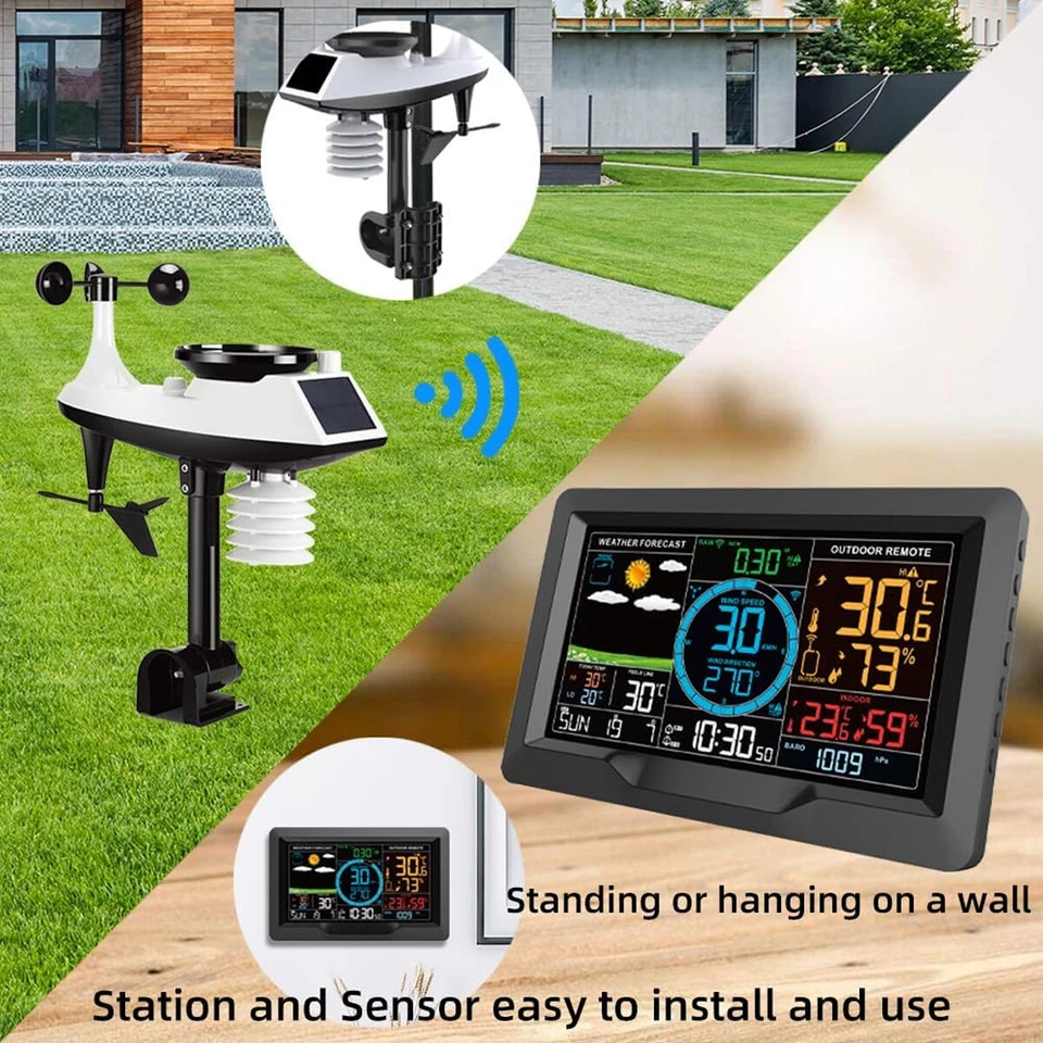 7-in-1 Wireless Weather Station Forecast Temperature Humidity for Indoor Outdoor - image 2 of 4
