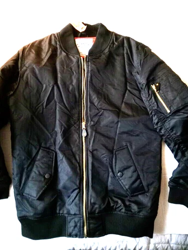 Shaka Wear Black Nylon Bomber Jacket Coat Size S Quilted Polyester Lining - product listing photo