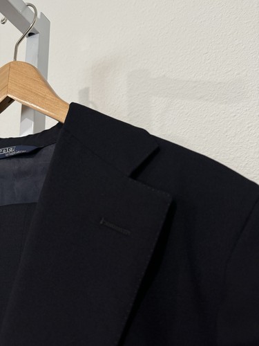 VTG 42 L Polo Ralph Lauren Navy Blue Solid Mid Weight Wool Suit Made USA 70s - Picture 5 of 23