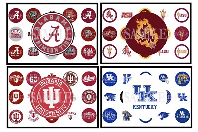 15 Pre-Cut College/University Bottle 1 Inch Cap Images (32 Options)