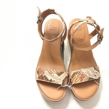 A New Day Women  s Sz 11 Abigail Ankle Strap Cork Wedge Heel Sandals Brown Memory