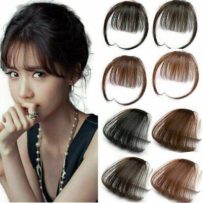 Clip in Bangs 100 Human Hair Extensions Reddish Brown Clip on Fringe Bangs  with nice net Natural Flat neat Bangs with Temples for women One Piece  Hairpiece Air Bangs Medium Brown 