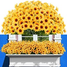 10 Bunches Sunflowers Artificial Flowers,Fake Mums Fall Daisy Yellow, Green