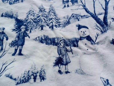 VTG Bernatex Flannel  Sewing Fabric Remnant Winter Snow Motives