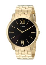 NEW GUESS GOLD TONE,LARGE BLACK ROMAN NUMERALS DIAL,BRACELET WATCH-U1073G2