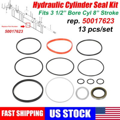 HOZLYBLOGORS 13pcs For BUSH HOG HYD CYL SEAL KIT PART# 50017623 Fit 3 1/2” Bore Cyl 8” Stroke