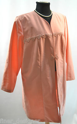 WOMAN'S BEAUTIFUL VTG Blazer by LOLETTE light Long Coat Duster Top bead ...