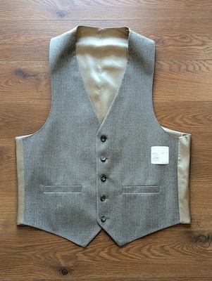 Vintage 100% Worsted Wool Mens Vest Brown & Tan NWT Estate *See Description!