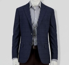 Tommy Hilfiger Men's Blue Plaid Modern-Fit Sport Coat Suit Jacket Size 36S