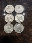6 Silver Washington Quarters 1964 D & P