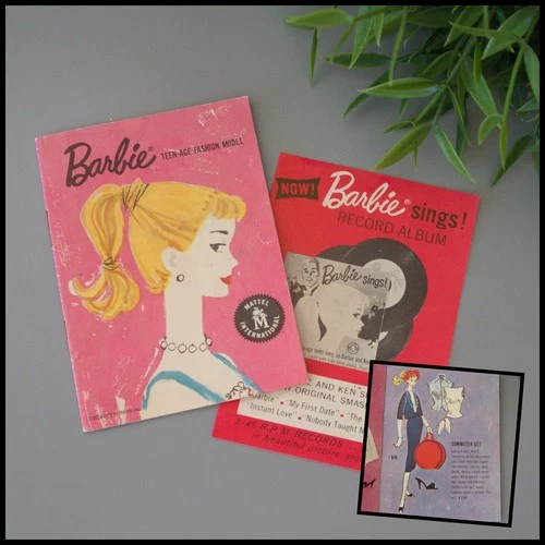 🌸Barbie Pink Cover Original BOOKLET Catalogue with Commuter Set Vintage 1958s🌸