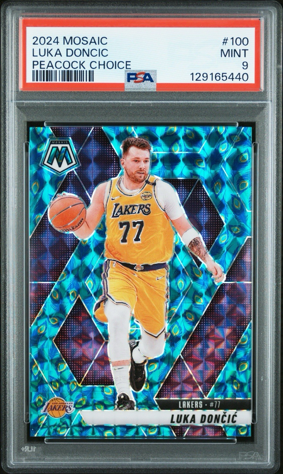 2024 Panini Mosaic Choice #100 Luka Doncic Peacock SP PSA 9 Mint POP 1