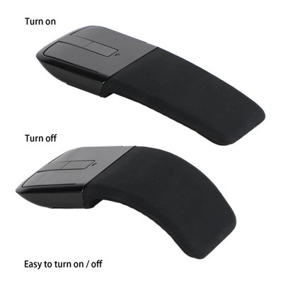  2.4GHz Foldable Arc Touch Wireless Mouse Optical Mice With USB Receiver Black