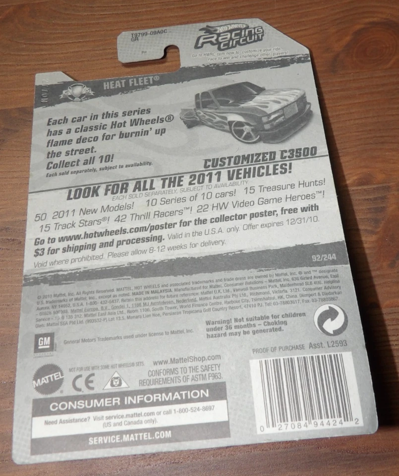 Hot Wheels Heat Fleet 2011 - C3500 personalizado - púrpura - protector Foto 3 de 3