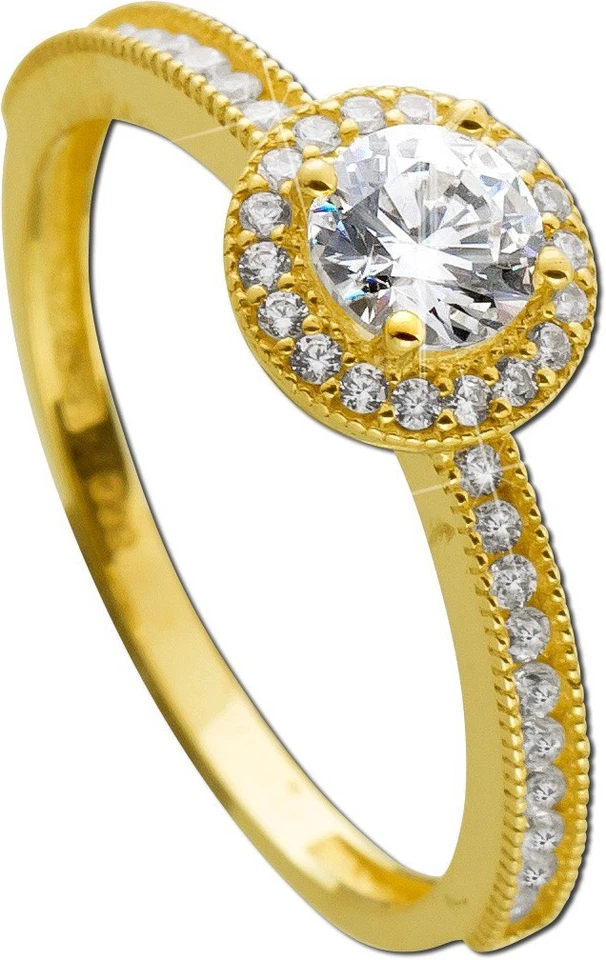 ECHT GOLD *** Klassischer Damen Ring Verlobungsring Brillant-Schliff Zirkonia - Bild 4 von 4
