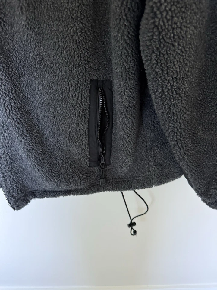 Chaqueta de invierno vintage GAP polar para hombre XL gris negro ribete cremallera completa hallazgo raro Foto 4 de 4