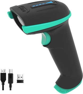 Barcode Scanner Wireless Versatile 2-in-1 (2.4Ghz Wireless+USB 2.0 Wired) wit...