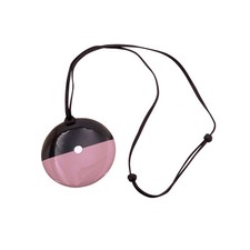 Collier pendentif rond en corne de buffle laquée rose Hermes Paris