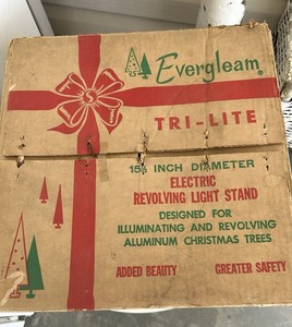 Evergleam Tri-Lite Revolving Aluminum Tree Stand VTG 60's Christmas Colorwheel